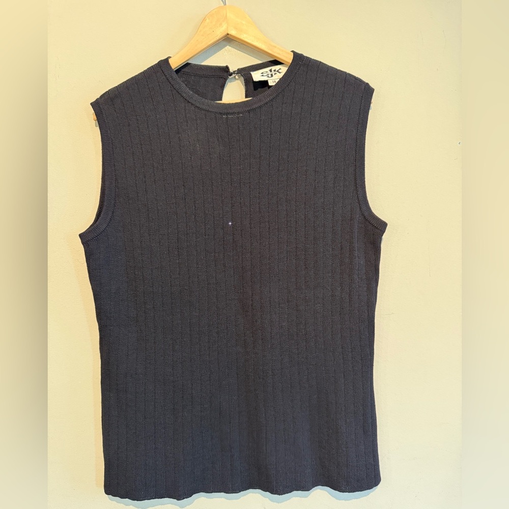 SJK St John Sweater Top Blouse Women 14 Office Career Casual Black Cocktail Work